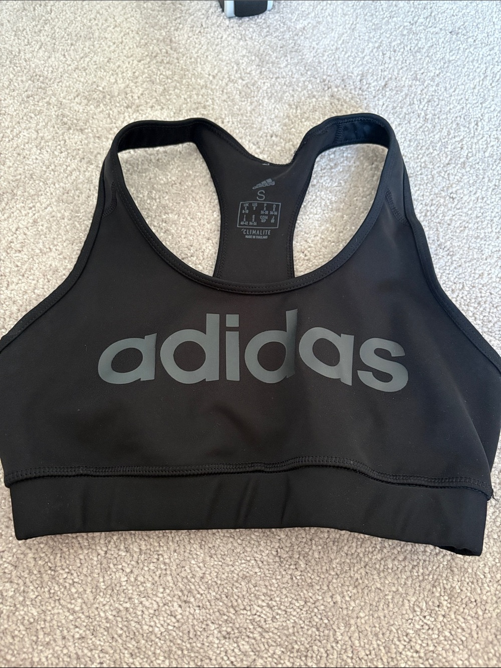 adidas Black Racerback Logo Sports Bra